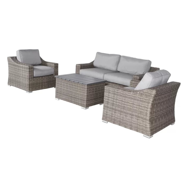 English Elm Stylish Outdoor Wicker Sofa Set For 4 With Plush Cushions - Fully Assembled & Weather-Resistant! B120S00028-GIGA