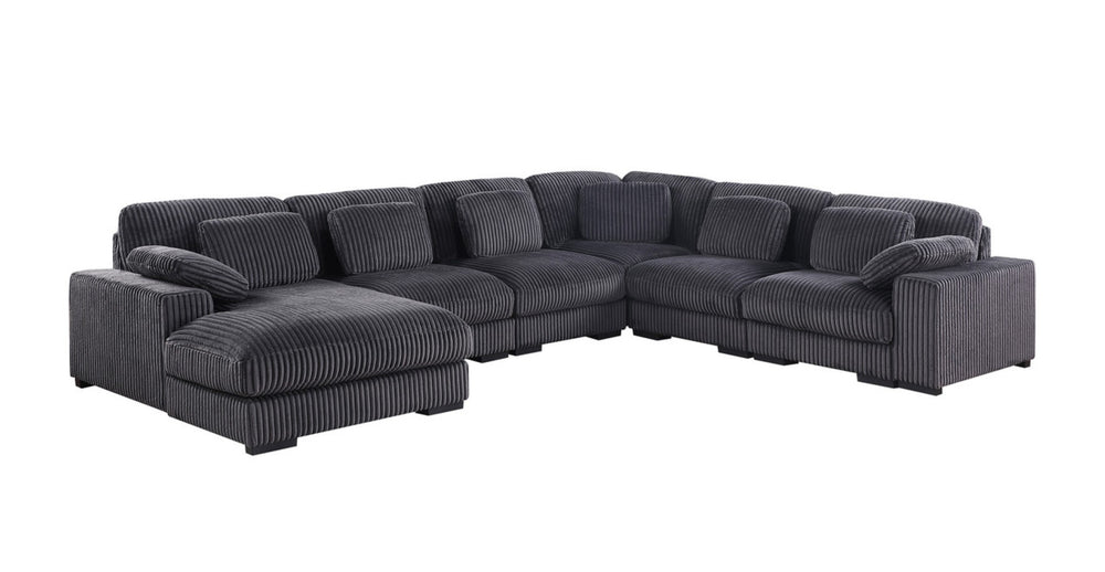 English Elm Elodie Corduroy Modular Sectional with Chaise Eight Pillows for Spacious Living Rooms B2749S00261