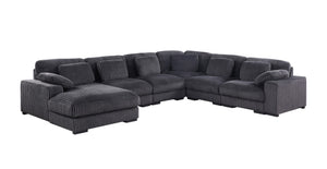 English Elm Elodie Corduroy Modular Sectional with Chaise Eight Pillows for Spacious Living Rooms B2749S00261