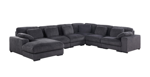 English Elm Elodie Corduroy Modular Sectional with Chaise Eight Pillows for Spacious Living Rooms B2749S00261
