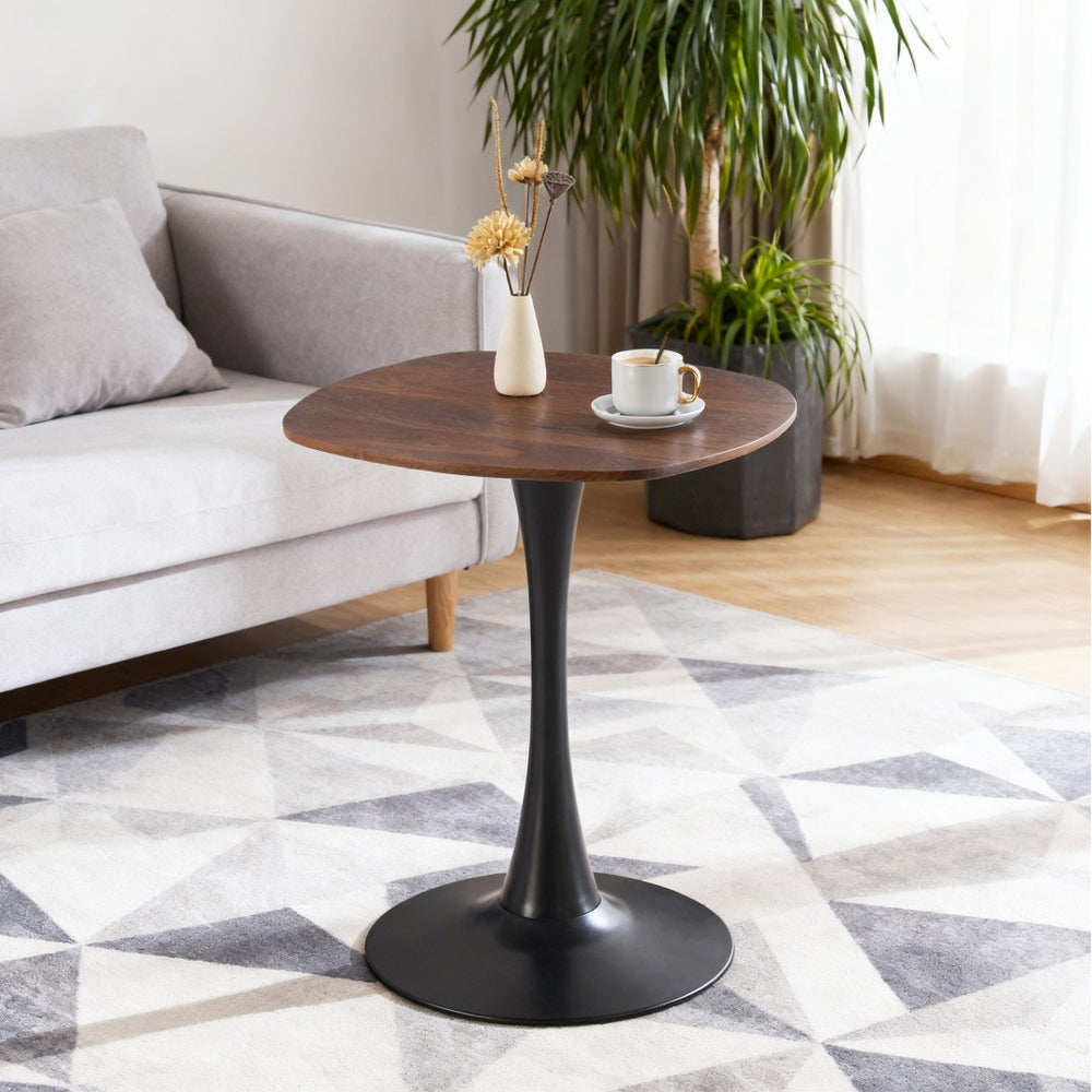 English Elm 23.62 Inch Round Pedestal Dining Table Oak Finish Compact Contemporary Accent W3766P397278