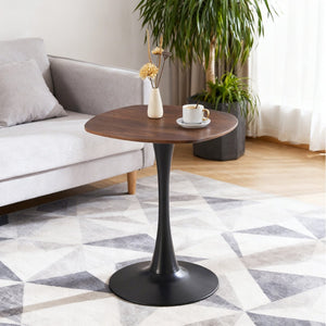 English Elm 23.62 Inch Round Pedestal Dining Table Oak Finish Compact Contemporary Accent W3766P397278