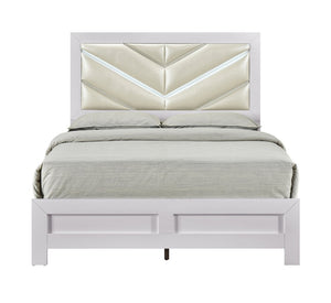 English Elm Moreland King Bed Faux Leather Headboard White Laminate Frame Modern Bedroom B078P497902