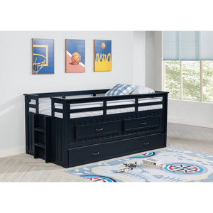 English Elm Starboard Twin Captain Bed with Trundle Storage Drawers and Guardrails for Kids B062S01453