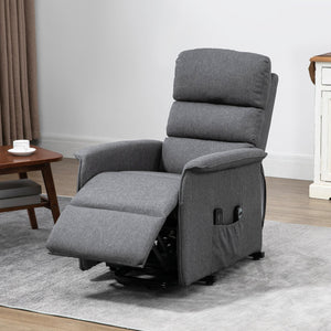 English Elm HOMCOM Electric Lift Recliner Chair with Remote Control, Supportive Foam & Pocket Storage for Seniors Grey W2225P217935