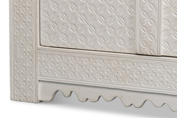 Sarreid Persian Sideboard Antique White - Elegant Pine Storage With Timeless Charm For Your Home Decor White  30735-3