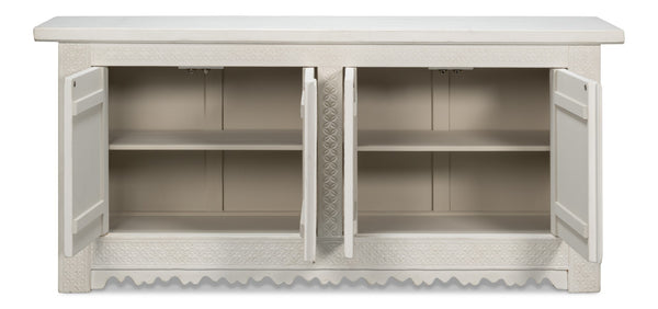 Sarreid Persian Sideboard Antique White - Elegant Pine Storage With Timeless Charm For Your Home Decor White  30735-3