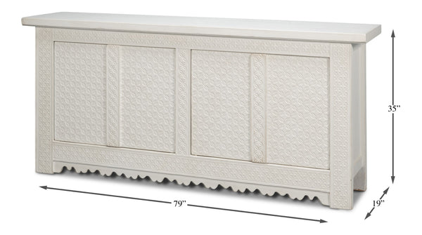 Sarreid Persian Sideboard Antique White - Elegant Pine Storage With Timeless Charm For Your Home Decor White  30735-3