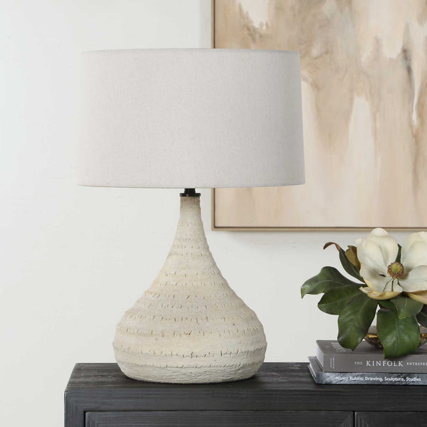 Uttermost Olsen Concrete Base Table Lamp Indoor Outdoor Coastal Modern White Shade