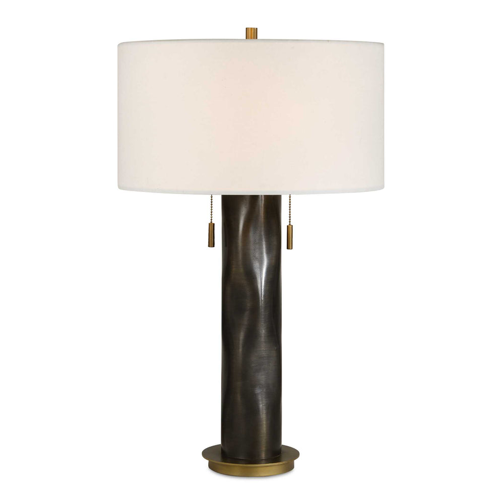 Uttermost Uttermost Carmine Waved Aluminum Table Lamp with Linen Shade and Antique Brass Accents 30741