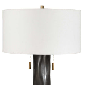 Uttermost Carmine Waved Aluminum Table Lamp with Linen Shade and Antique Brass Accents