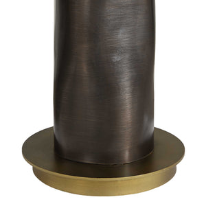 Uttermost Carmine Waved Aluminum Table Lamp with Linen Shade and Antique Brass Accents