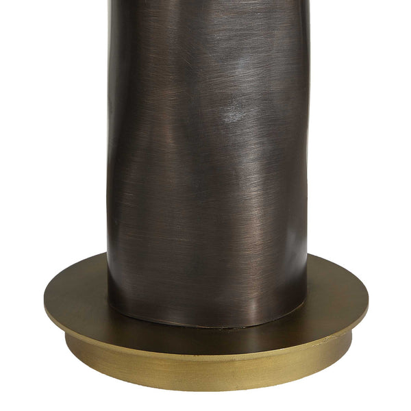 Uttermost Carmine Waved Aluminum Table Lamp with Linen Shade and Antique Brass Accents