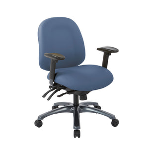 OSP Home Furnishings Multi-function Ergonomic Mid Back Office Chair with Lumbar Support and Titanium Base Blue 8512-R105