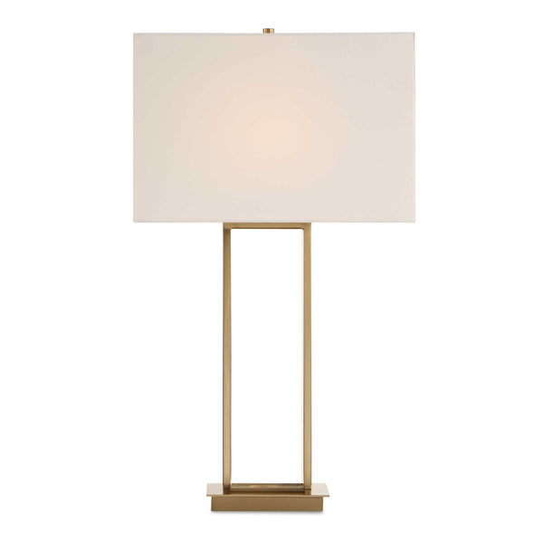 Uttermost Uttermost Stambaugh Crystal Column Table Lamp with Antique Brass Iron and Linen Shade 30747-1
