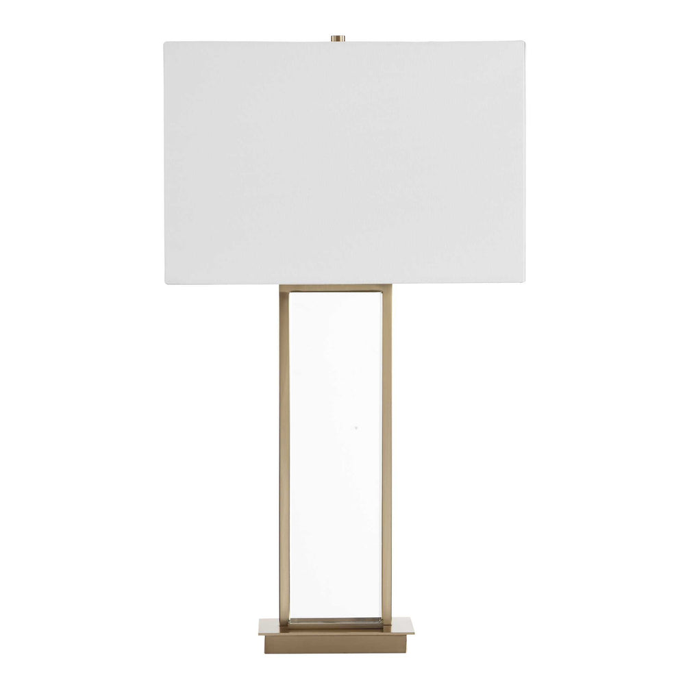 Uttermost Uttermost Stambaugh Crystal Column Table Lamp with Antique Brass Iron and Linen Shade 30747-1