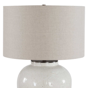 Uttermost Jarret Ceramic Table Lamp Crackle Glaze Linen Shade Farmhouse Accent