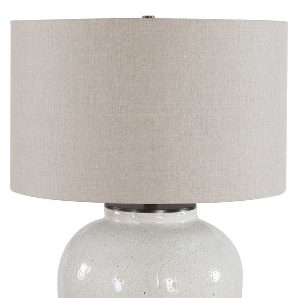 Uttermost Jarret Ceramic Table Lamp Crackle Glaze Linen Shade Farmhouse Accent