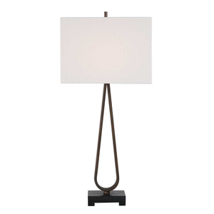 Uttermost Galloway Sculptural Iron Table Lamp with Marble Base and Linen Shade
