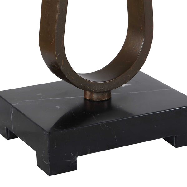 Uttermost Galloway Sculptural Iron Table Lamp with Marble Base and Linen Shade