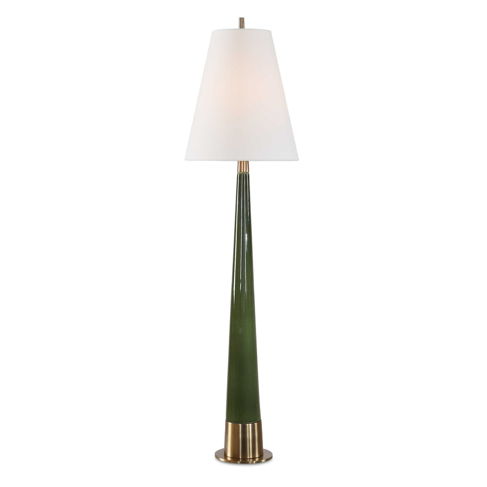 Uttermost Uttermost Riccardi Ceramic Table Lamp Moss Green Glaze with Antique Brass Pedestal Base 30752