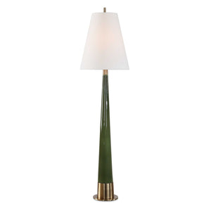 Uttermost Uttermost Riccardi Ceramic Table Lamp Moss Green Glaze with Antique Brass Pedestal Base 30752