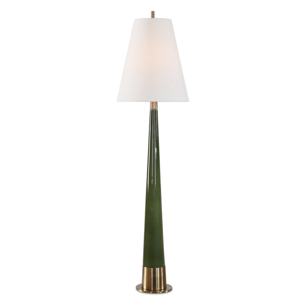 Uttermost Uttermost Riccardi Ceramic Table Lamp Moss Green Glaze with Antique Brass Pedestal Base 30752