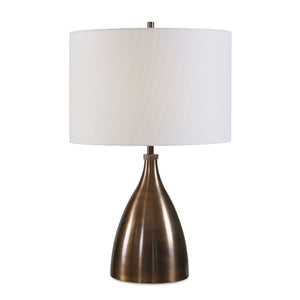 Uttermost Uttermost Jereko Bronze Iron Base Lamp with Travertine Detail and Linen Drum Shade 30753