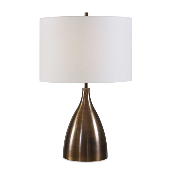 Uttermost Uttermost Jereko Bronze Iron Base Lamp with Travertine Detail and Linen Drum Shade 30753