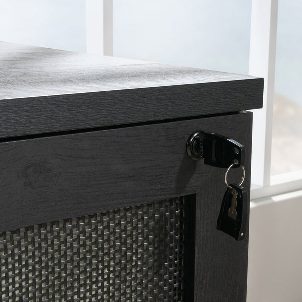 English Elm Lateral File Cabinet In Sleek Black - Secure Storage With Lockable Drawers & Smooth Full-Extension Slides B356P402776