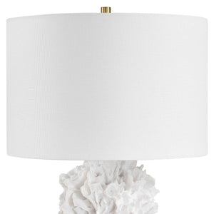 Uttermost Cambre Coral Sculpted Base Linen Shade Table Lamp for Coastal Interiors