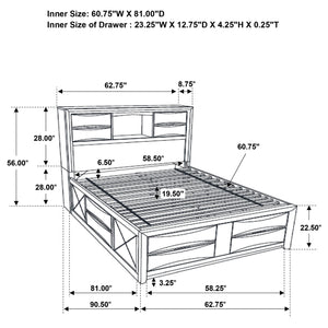 English Elm Isabel Modern Black 5-Piece Bedroom Set with Platform Storage, Beveled Drawer Fronts & Silver Hardware B062S00971