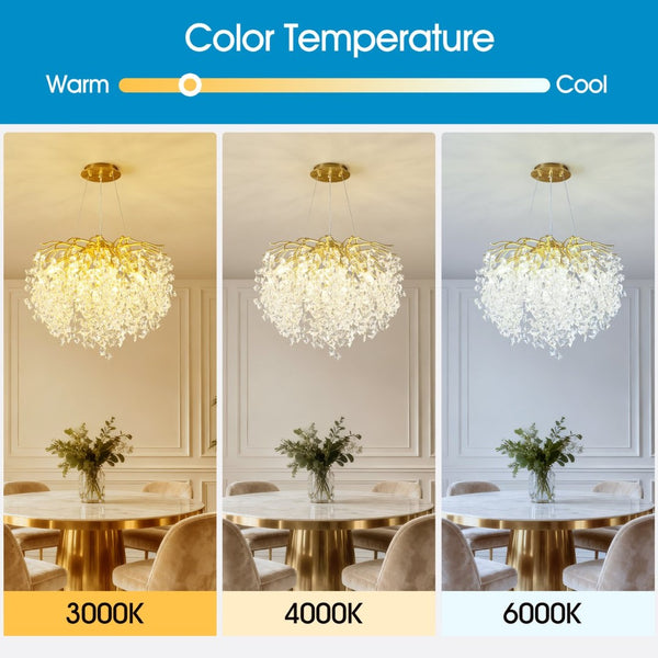 English Elm Modern Crystal Branch Chandelier Gold Aluminum Adjustable Arms Dining Room Glam W5008P391090