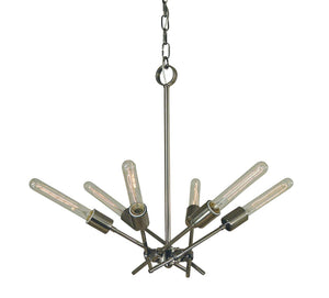 Framburg 6-light Quasar Chandelier - Mid-century Modern Design With Vintage Bulbs, Made In The Usa Polished Nickel Metal 3076 Pn