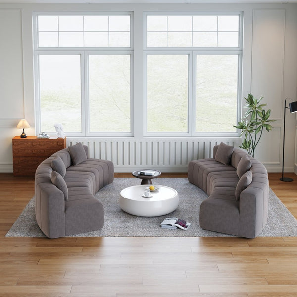 English Elm Chenille Modular Semi Circular Sectional Sofa with Plush Upholstery for Living Rooms Grey W834S00582