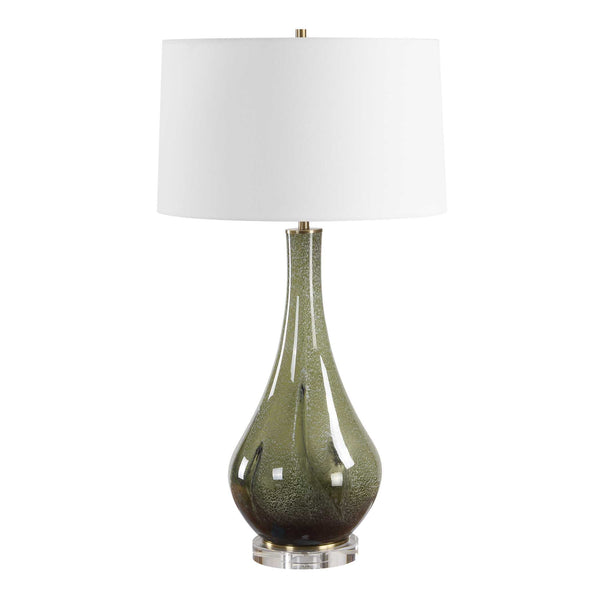 Uttermost Marist Art Glass Table Lamp Antique Brass Accent for Living Spaces
