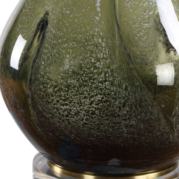Uttermost Marist Art Glass Table Lamp Antique Brass Accent for Living Spaces
