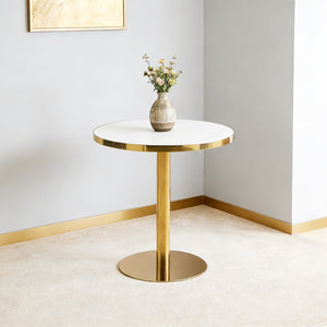 English Elm 31.5inch Tulip Pedestal Round Dining Table White Ceramic Top Mid-century Modern Seats Six W3766P436155