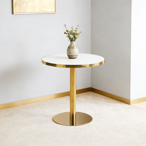 English Elm 31.5inch Tulip Pedestal Round Dining Table White Ceramic Top Mid-century Modern Seats Six W3766P436155