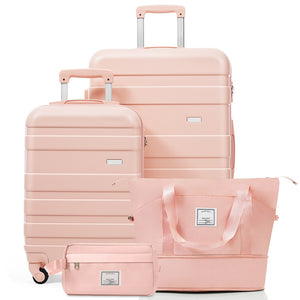 English Elm 4-piece Hardshell Luggage Set Abs Carry-on Checked Suitcase Tsa Lock Duffel Toiletry Pink N726P439328S