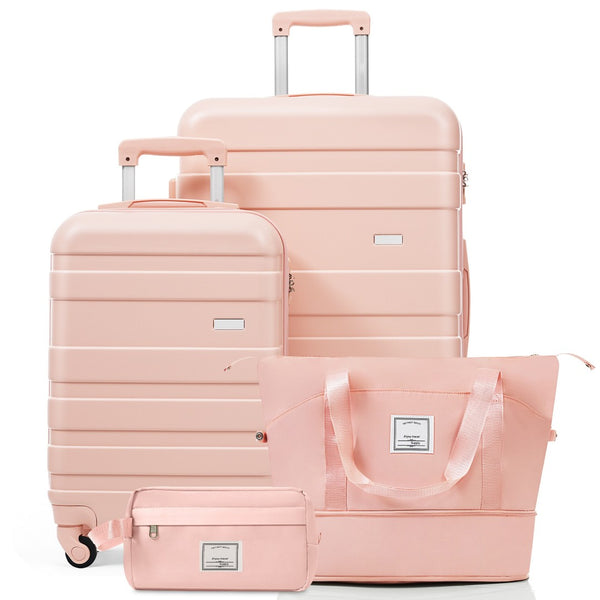 English Elm 4-piece Hardshell Luggage Set Abs Carry-on Checked Suitcase Tsa Lock Duffel Toiletry Pink N726P439328S