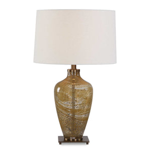 Uttermost Uttermost Rainer Hand Blown Glass Table Lamp with Antique Brass and Linen Shade 30773-1