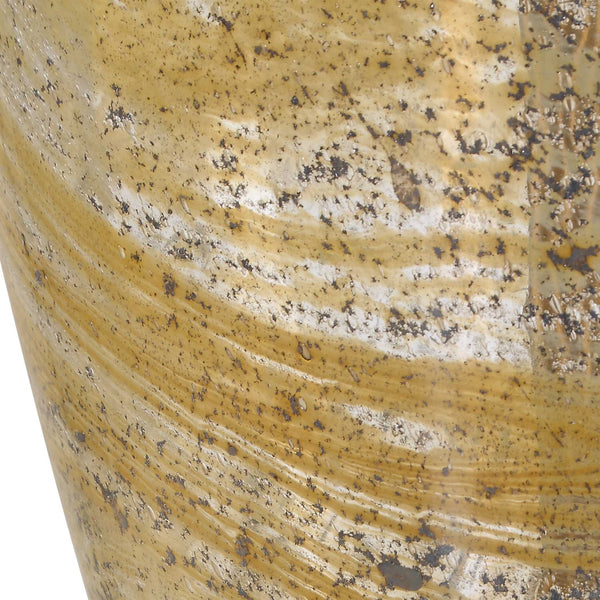 Uttermost Rainer Hand Blown Glass Table Lamp with Antique Brass and Linen Shade