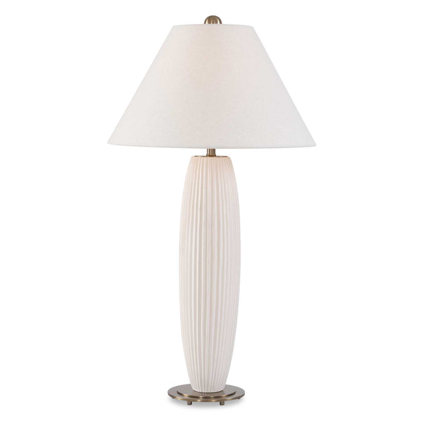 Uttermost Uttermost Brinsley Fluted Ceramic Table Lamp with Linen Shade and Brass Accents 30774