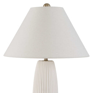 Uttermost Brinsley Fluted Ceramic Table Lamp with Linen Shade and Brass Accents