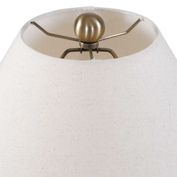 Uttermost Brinsley Fluted Ceramic Table Lamp with Linen Shade and Brass Accents