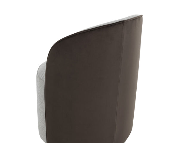 Sunpan Cavoli Swivel Dining Chair - Elegant Belfast Heather Grey With Stylish Meg Ash Contrast Finish Grey Fabric 112028