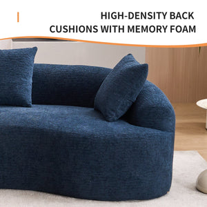 English Elm Compression Compression Sponge Sofa Curved Modular Sectional with 30D High-Density Chenille Sleeper for Cozy Apartment Living Room Comfort and Safe Rounded Design Antique Blue W2231S00019