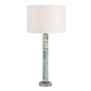 Uttermost Uttermost Jameis Marbled Ceramic Table Lamp with Brass Crystal Accents Linen Shade 30776