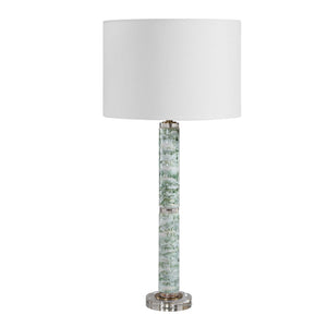 Uttermost Jameis Marbled Ceramic Table Lamp with Brass Crystal Accents Linen Shade